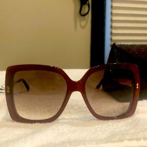 Rare Gucci sunglasses in deep red and gold
